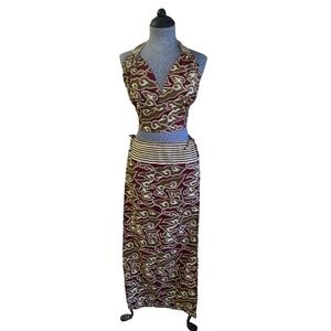 Allí‎ Designs Side Tie Skirt and Halter Top Vacation Poolside Outfit Size Medium